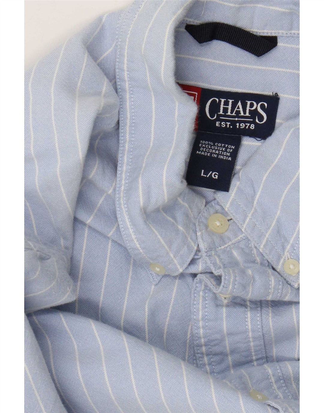 Chaps Chemise Homme Large Bleu Rayure Coton