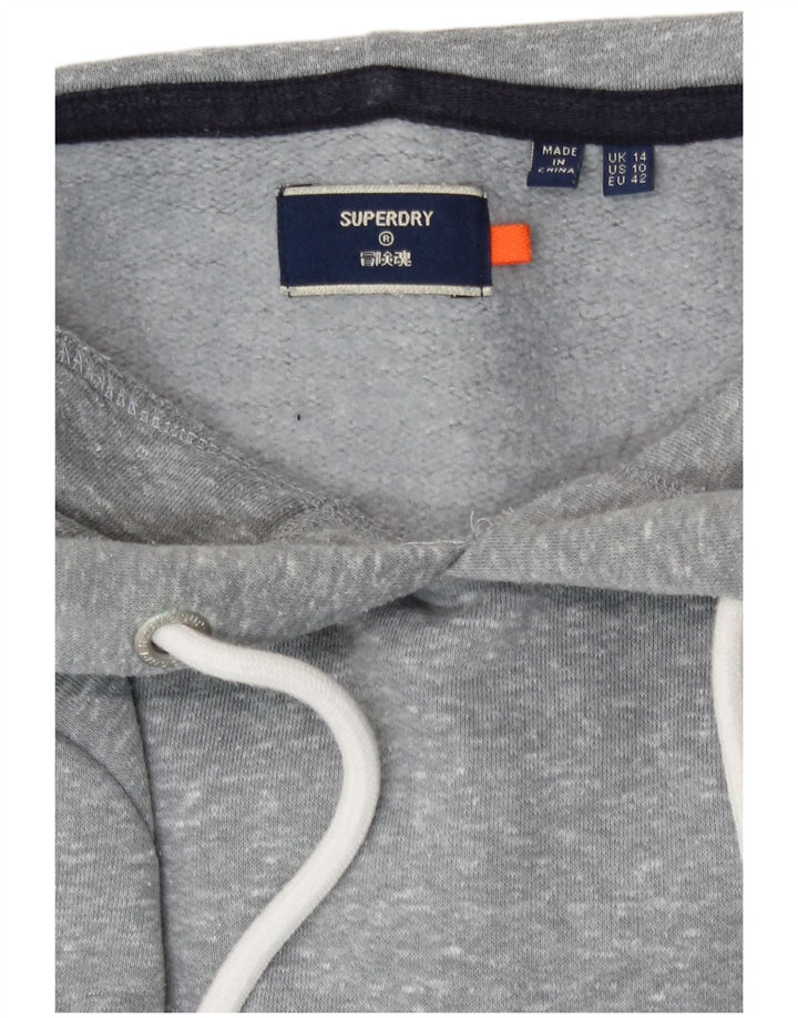 Superdry Pull à capuche pour femme UK 14 Large Gris Moucheté Polyester