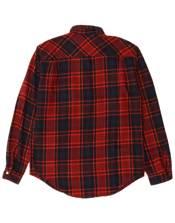 vintage Chemise en flanelle pour hommes Coton à carreaux rouge moyen