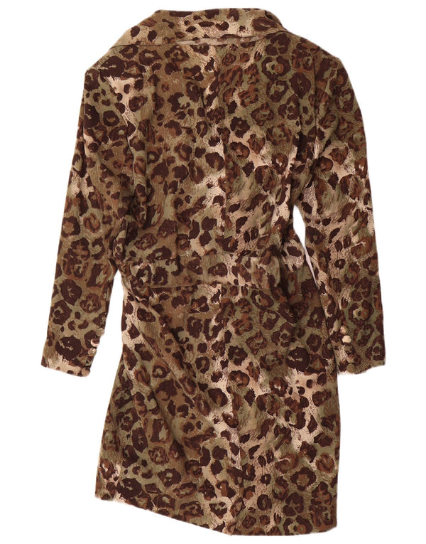 Les Copains Robe fourreau à manches longues pour femme UK 14 Grand imprimé animal kaki