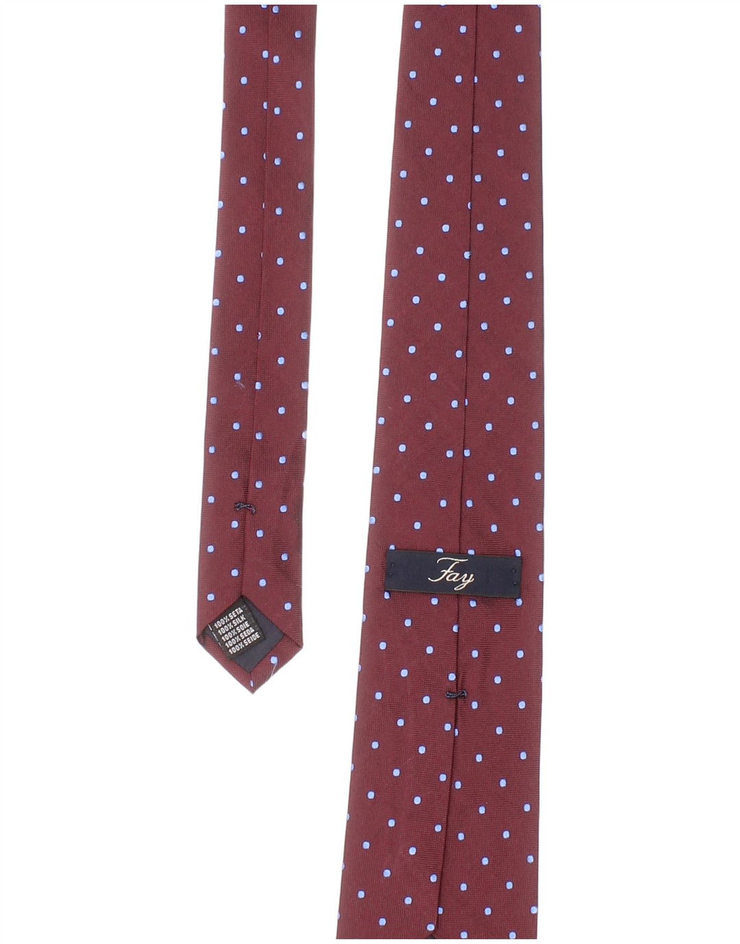 Fay Cravate classique en soie à pois bordeaux pour homme Taille unique