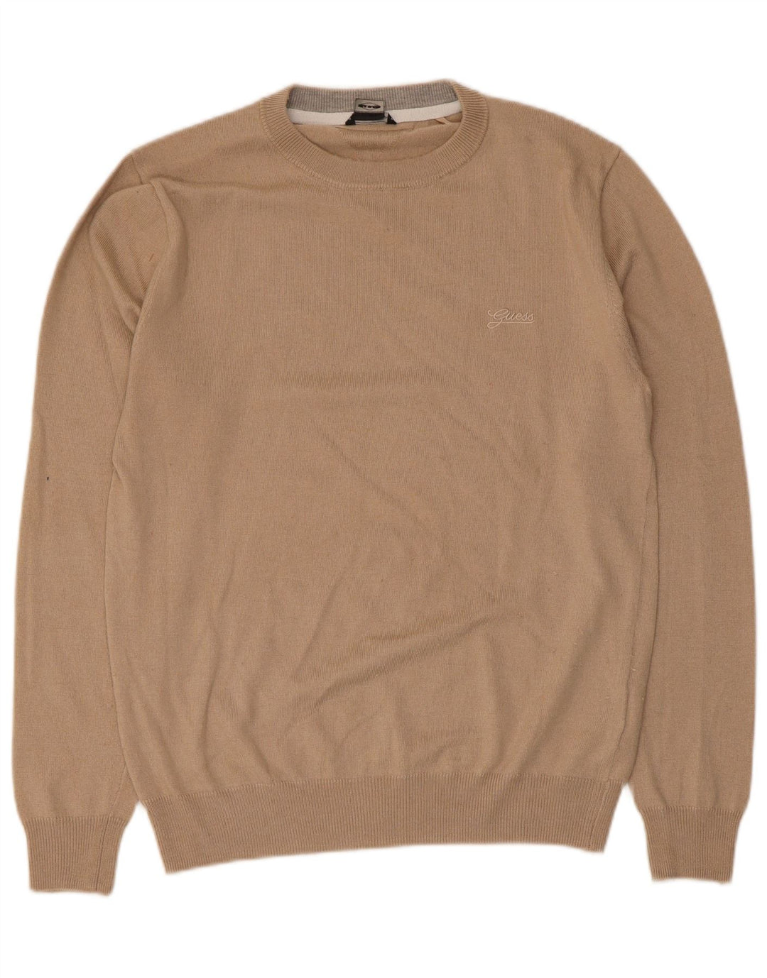 Guess Pull Col Ras du Cou Homme Beige Moyen Polyamide