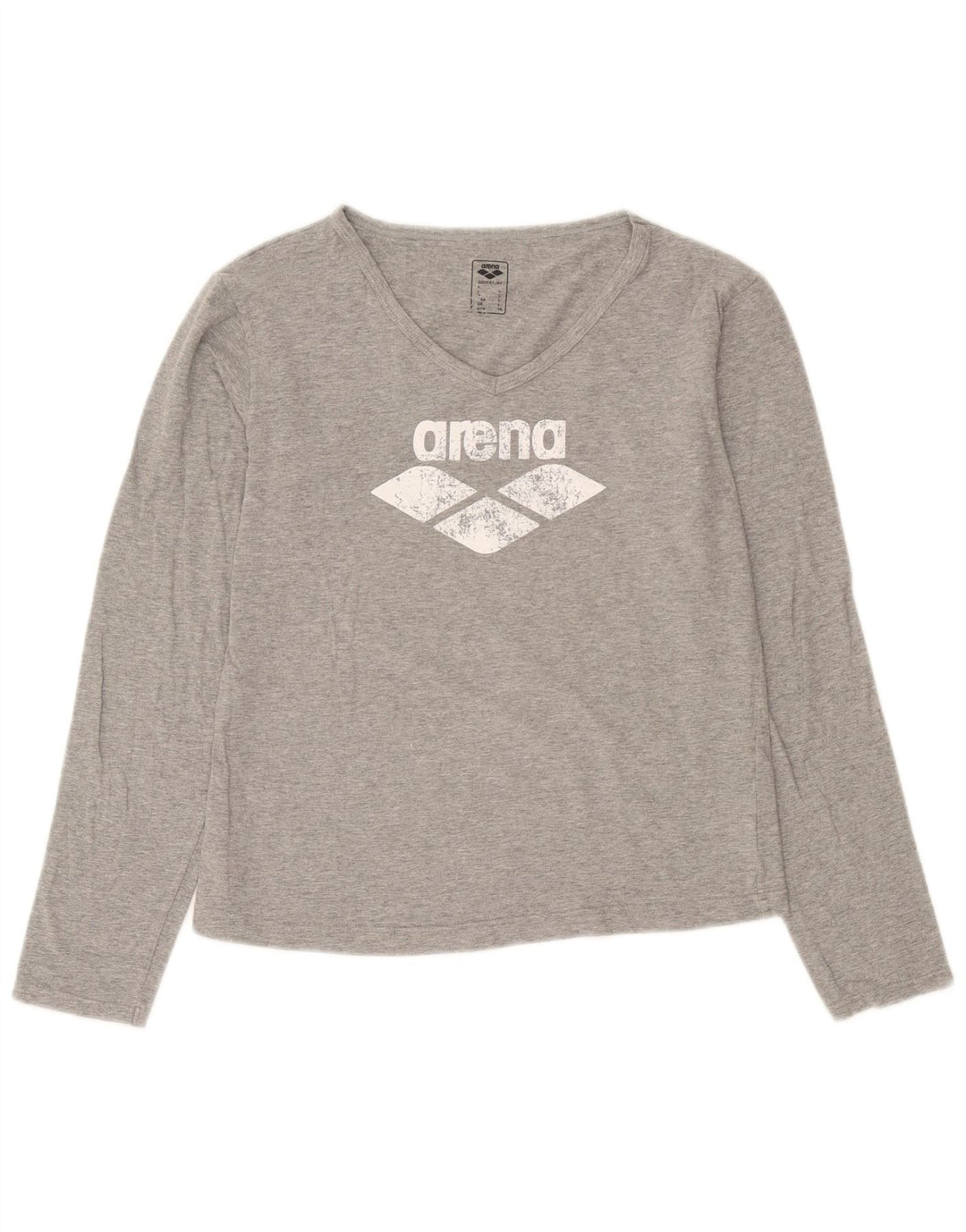 Arena Haut graphique à manches longues pour femme UK 14 Large Gris Moucheté