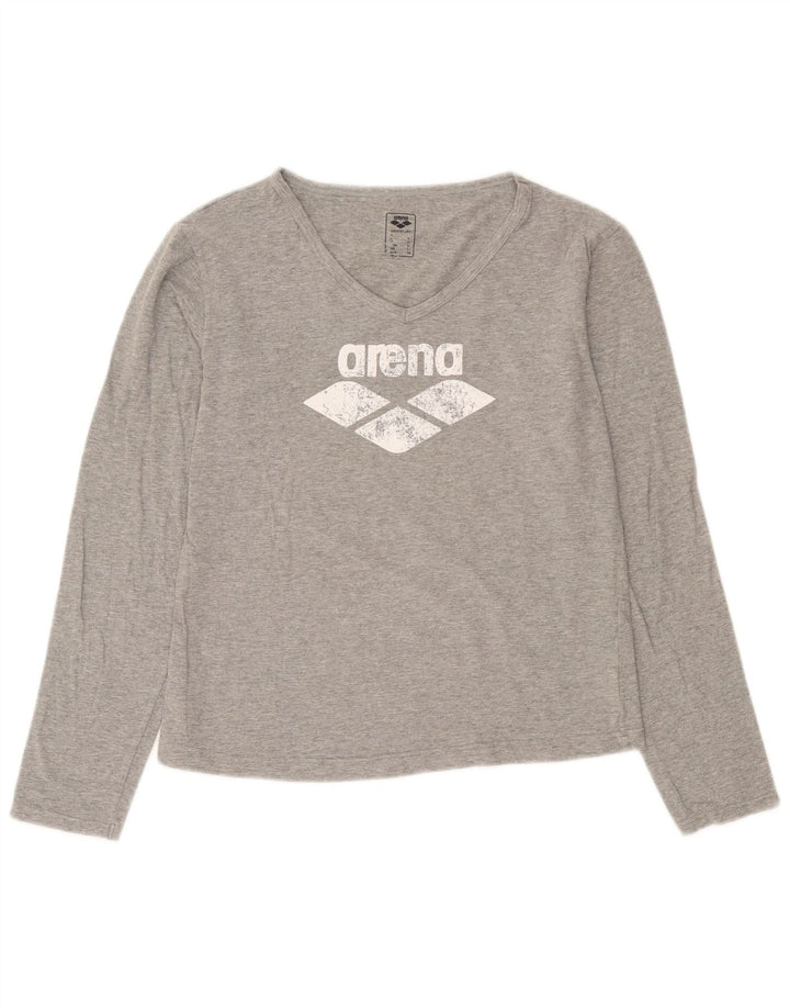 Arena Haut graphique à manches longues pour femme UK 14 Large Gris Moucheté