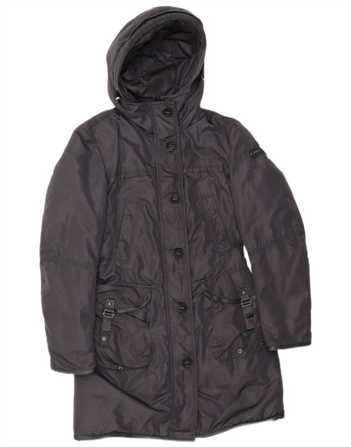 PEUTEREY Manteau matelassé à capuche IT 40 Small Bleu Marine Polyamide Femme