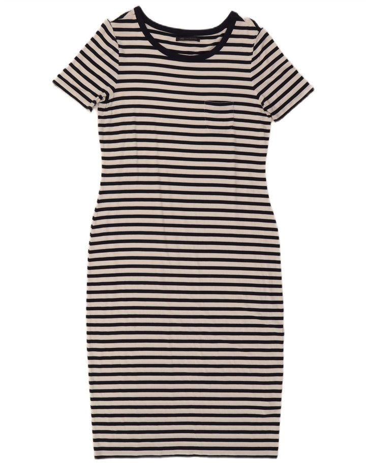 Marks & Spencer Robe fourreau pour femme UK 12 Viscose rayée bleu marine moyen