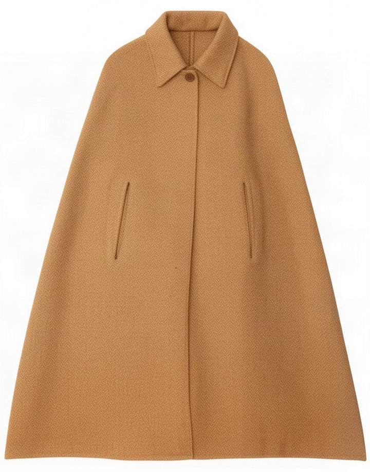 Vintage Womens Cape Coat UK 20 2XL Beige Herringbone