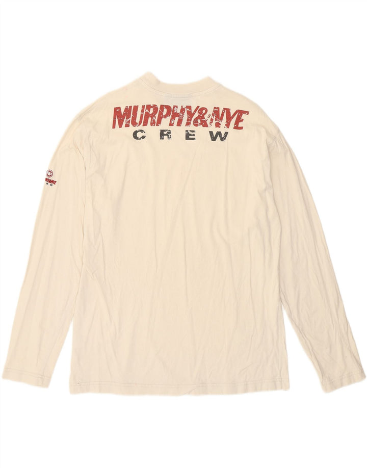 Murphy & Nye Haut graphique à manches longues pour homme Petit coton blanc