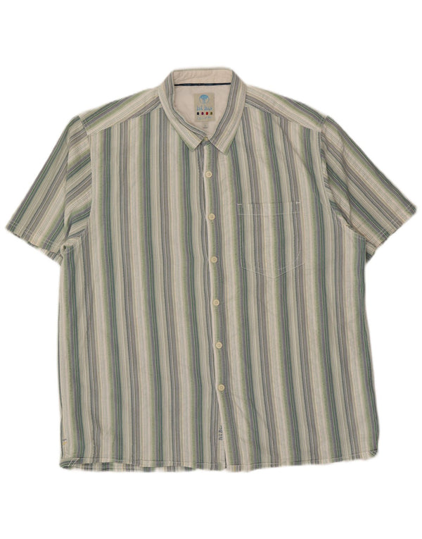 Chemise à manches courtes homme Fat Face XL coton rayé vert