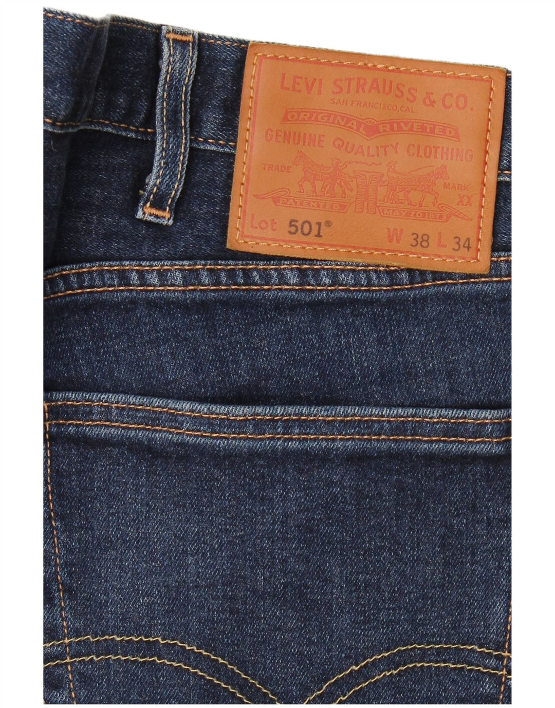 LEVI'S Jean Droit 501 Homme W38 L34 Bleu Marine Coton