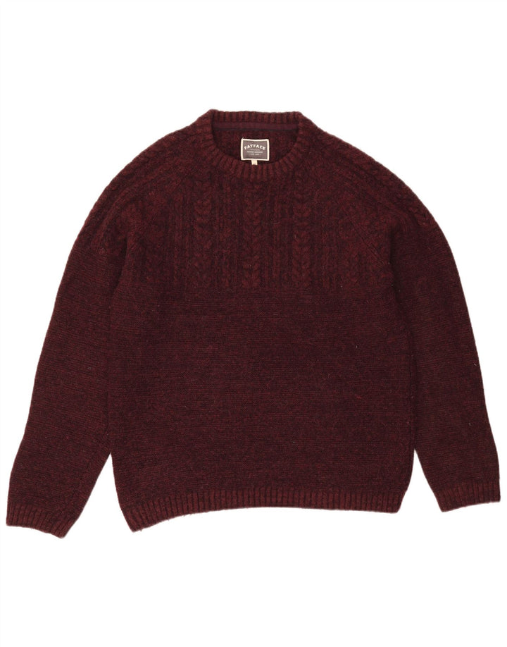 Fat Face Pull Col Ras du Cou Homme Laine Bordeaux Moyen