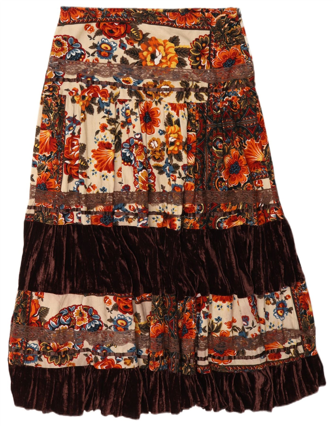 jupe à plusieurs niveaux vintage pour femmes W32 Grand floral multicolore