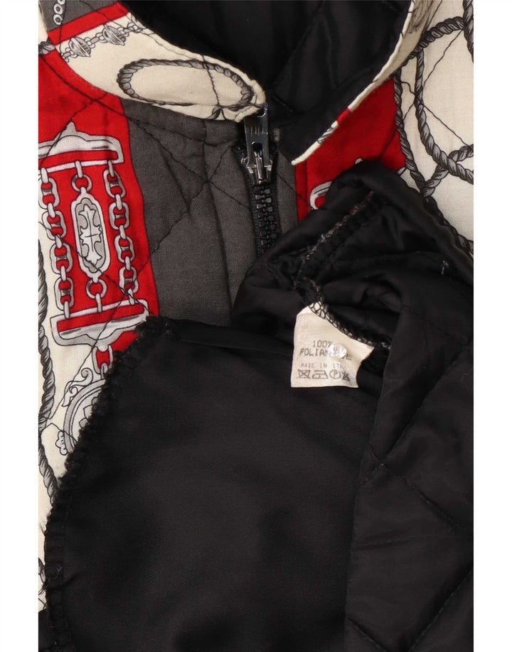 vintage Womens Abstract Pattern Quilted Gilet UK 14 Grand Multicolore