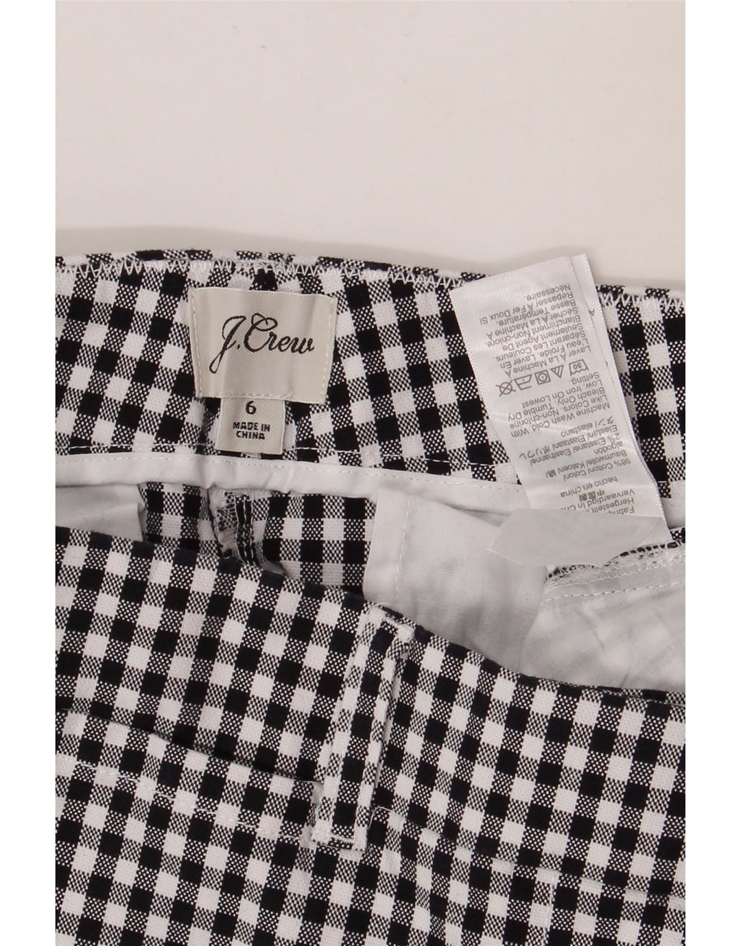 J. CREW Short Chino Femme US 6 Medium W30 Noir Vichy Coton