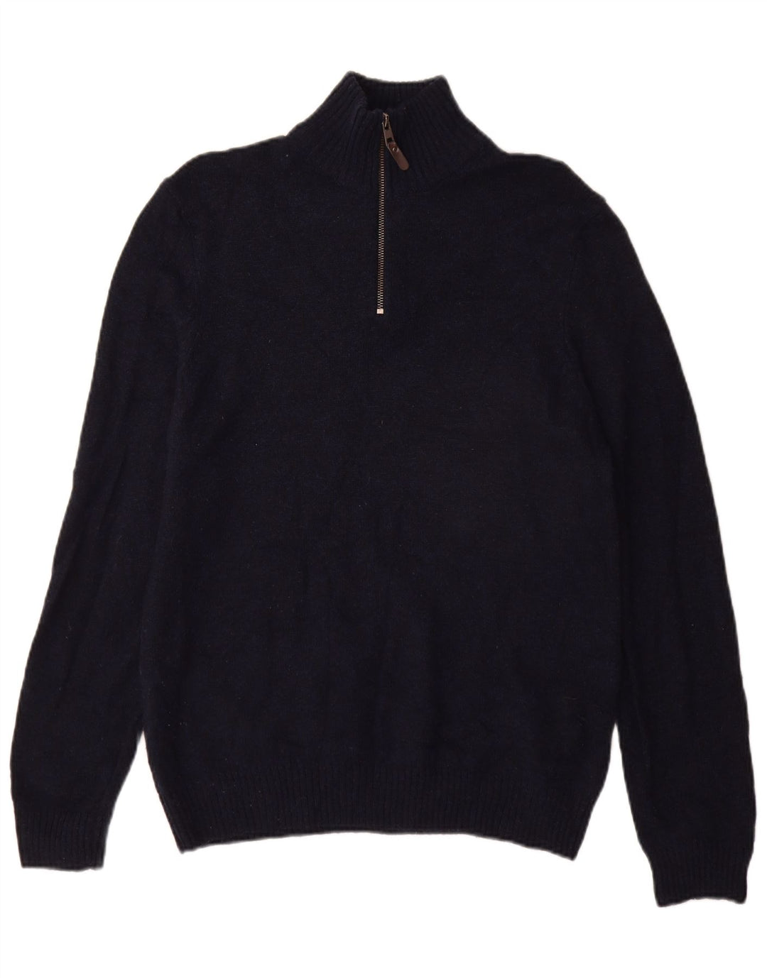 Marks & Spencer Pull col zippé homme bleu marine moyen laine d'agneau