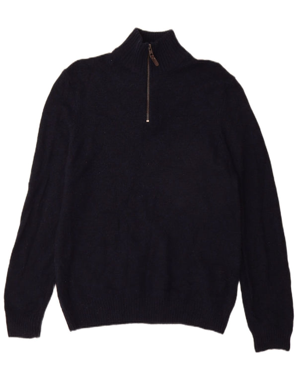 Marks & Spencer Pull col zippé homme bleu marine moyen laine d'agneau