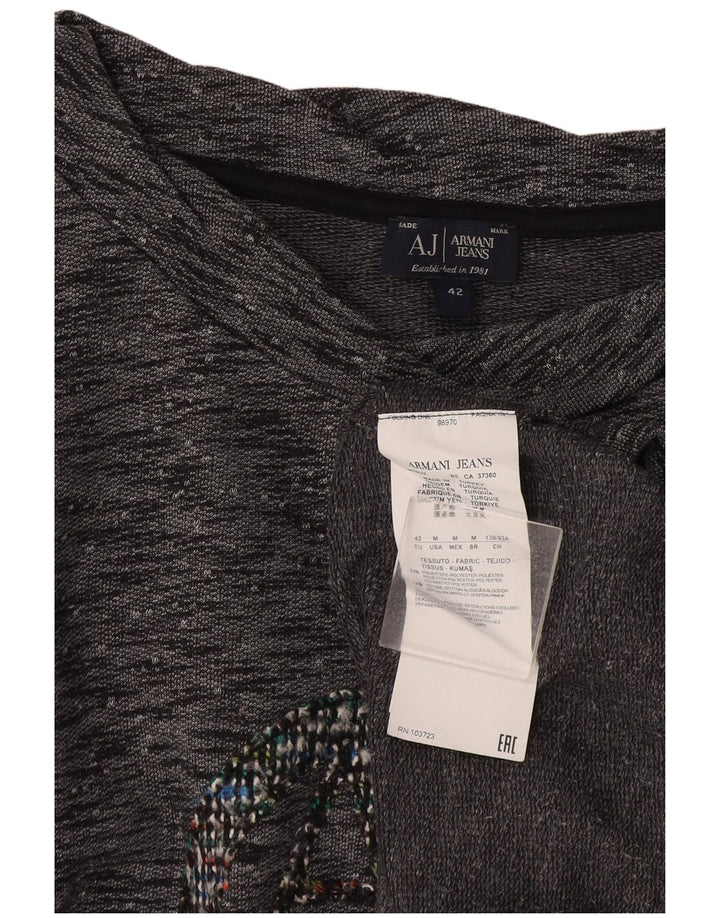 Armani Jeans Haut graphique à manches longues pour femme IT 42 Gris moyen moucheté