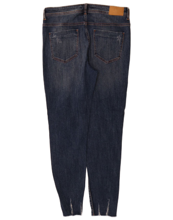 Zara Jean skinny vieilli pour femme EU 40 Medium W30 L28 Bleu Coton