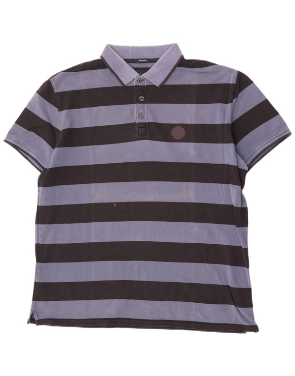 Armani Jeans Polo coupe classique pour homme 2XL en coton rayé bleu marine