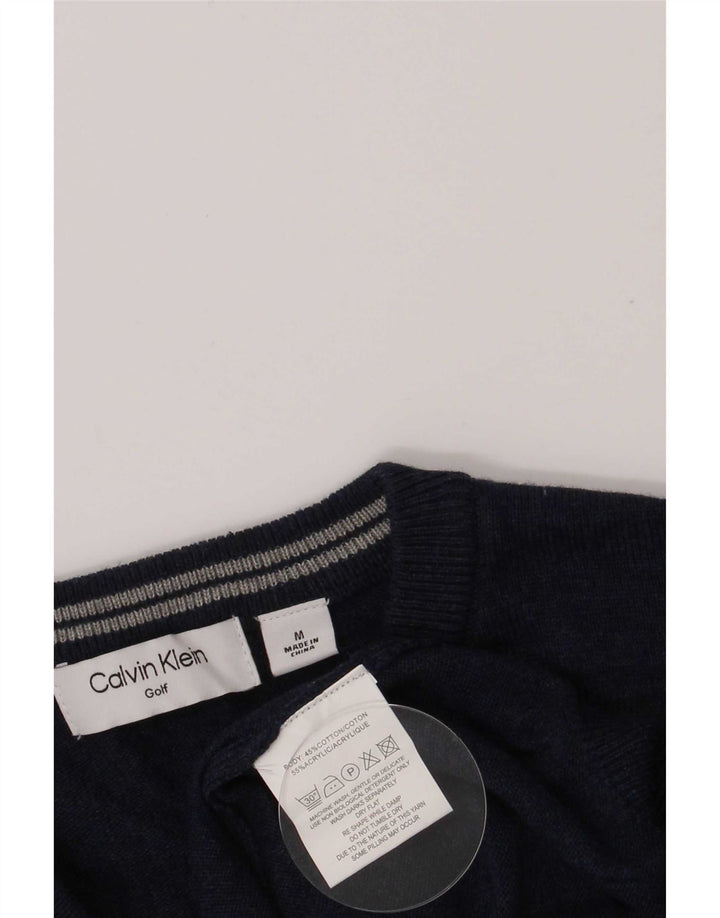 Calvin Klein Pull Golf Col V Homme Bleu Marine Moyen Coton