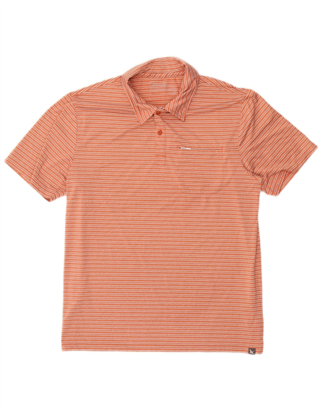 Eddie Bauer Polo Homme Rayé Orange Moyen Polyester