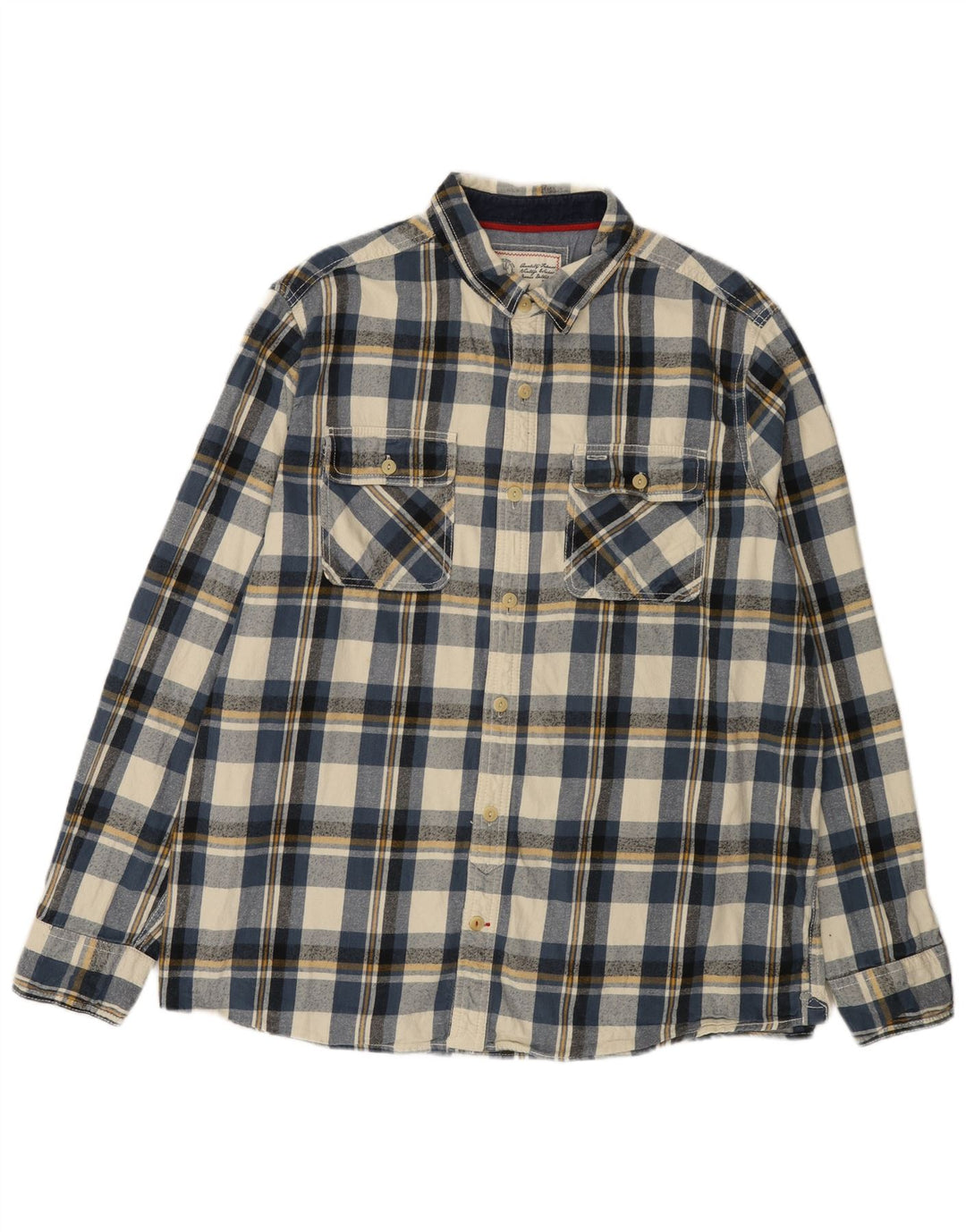 Chemise en flanelle pour hommes Fat Face 2XL coton à carreaux bleu