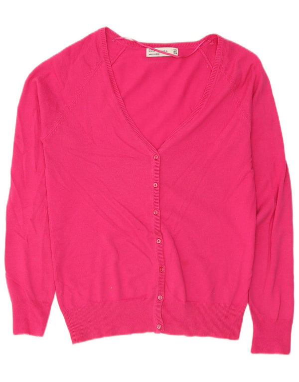 Zara Womens Cardigan Sweater UK 14 Large Rose Coton