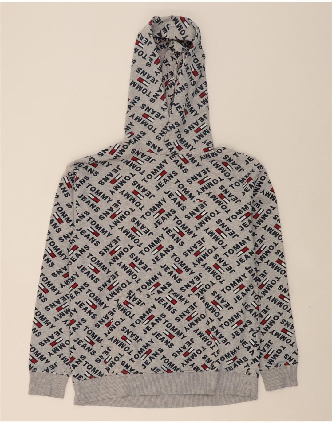 TOMMY HILFIGER Mens Graphic Hoodie Jumper Small Grey Vintage Tommy Hilfiger and Second-Hand Tommy Hilfiger from Messina Hembry 