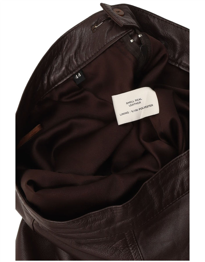 VINTAGE Jupe en cuir femme IT 44 Medium W28 Cuir marron