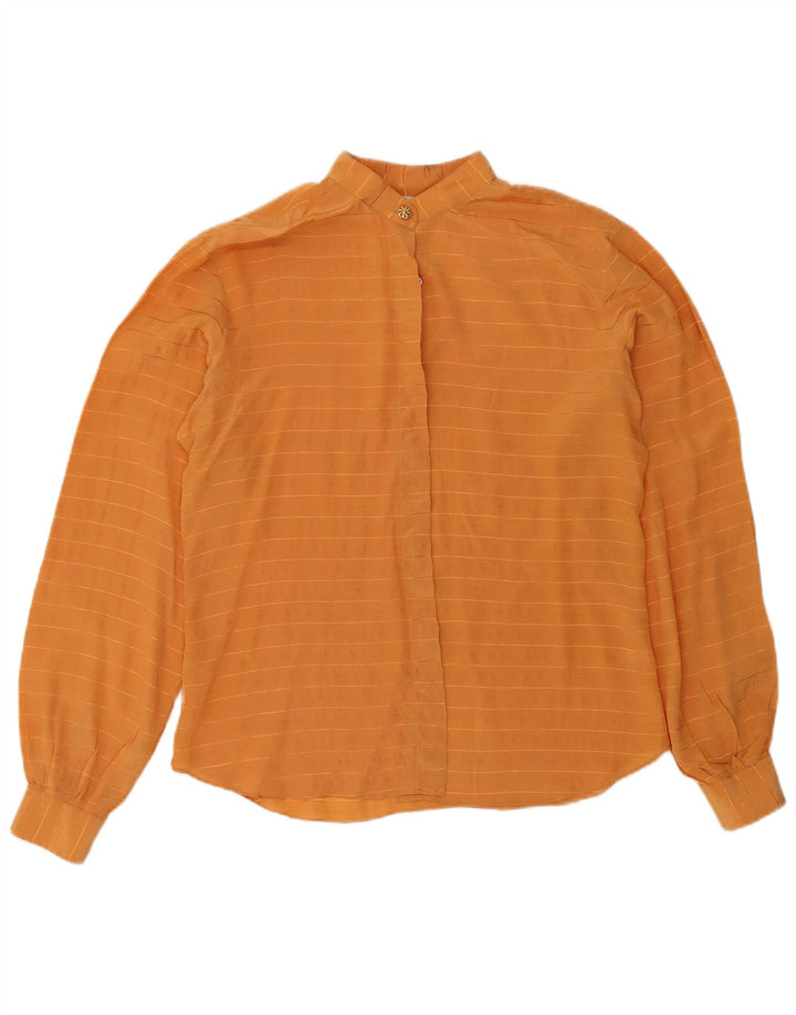Chemisier chemise femme vintage IT 46 grand polyester rayé orange