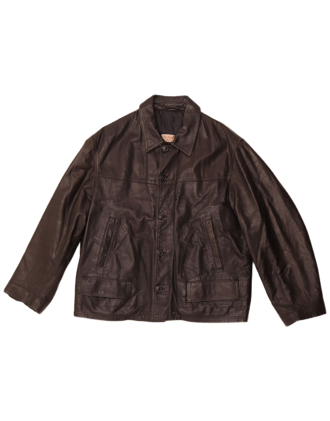 VINTAGE Veste en cuir homme UK 40 Grand cuir noir