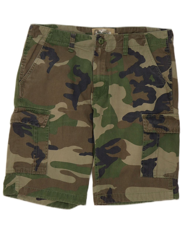 vintage Mens Cargo Shorts IT 48 Moyen W34 Vert Camouflage Coton