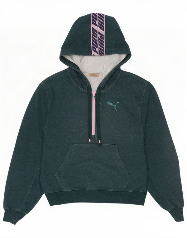Puma Pull à capuche surdimensionné avec col zippé pour femme UK 10 Petit Vert