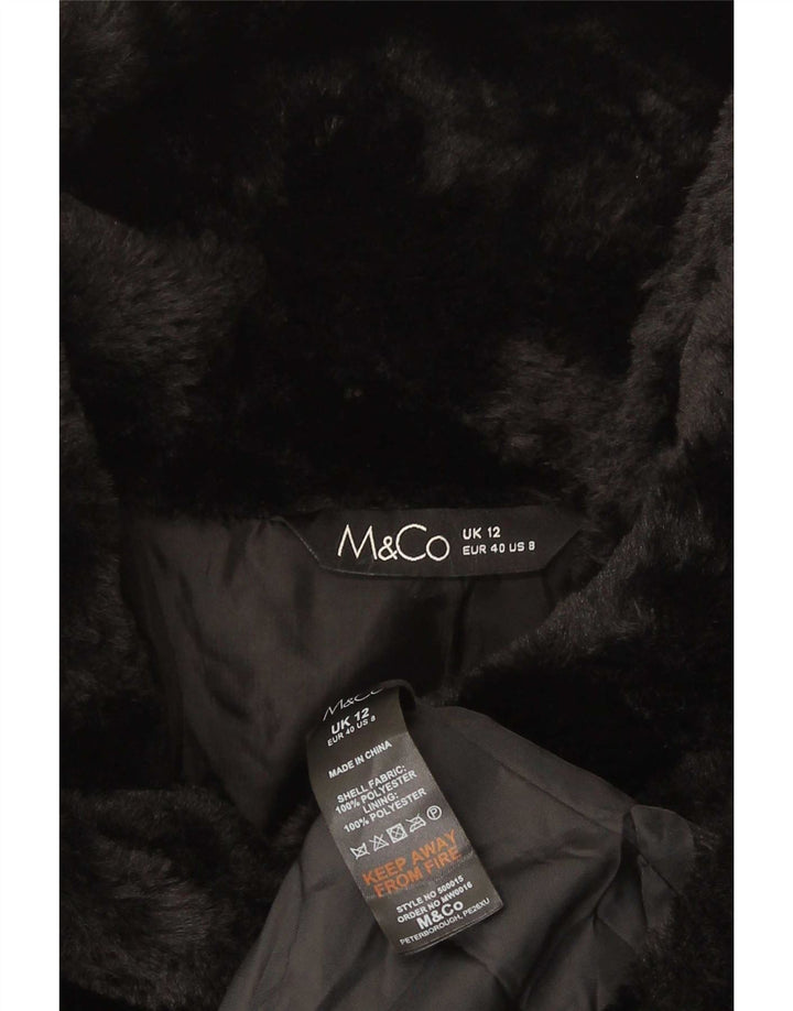 M&Co Gilet en fausse fourrure pour femme UK 12 Medium Noir Polyester