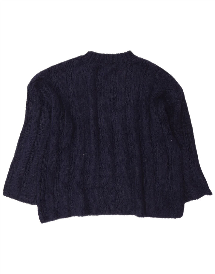 Zara Pull surdimensionné à col rond pour femme UK 14 Bleu marine moyen