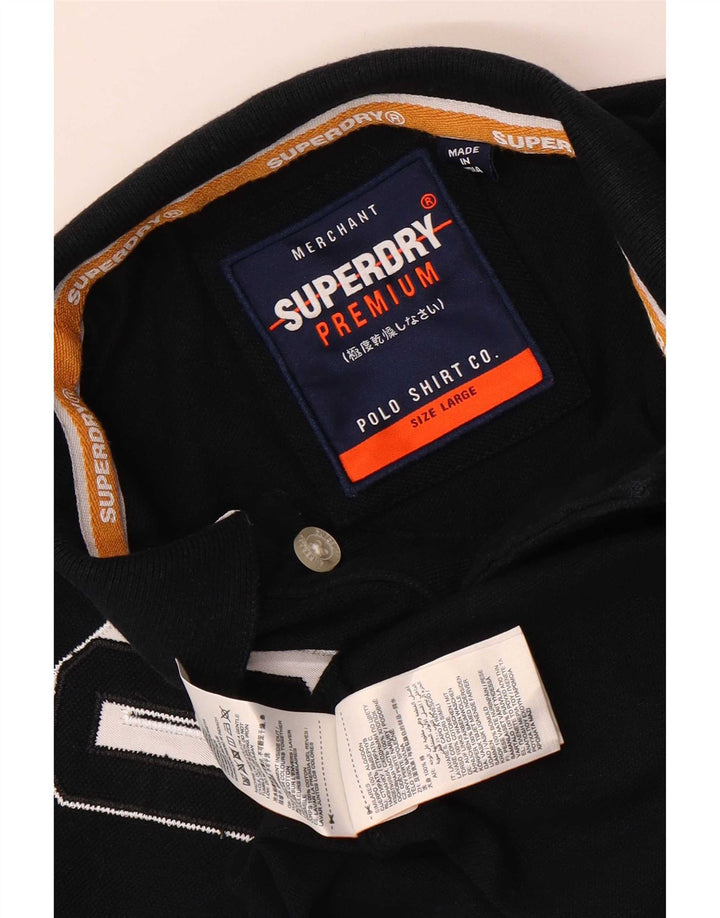 Superdry Polo Graphique Homme Large Noir Coton