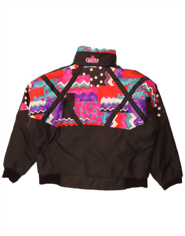 Choko Veste matelassée surdimensionnée pour femme UK 16 Grand Noir Géométrique Rétro