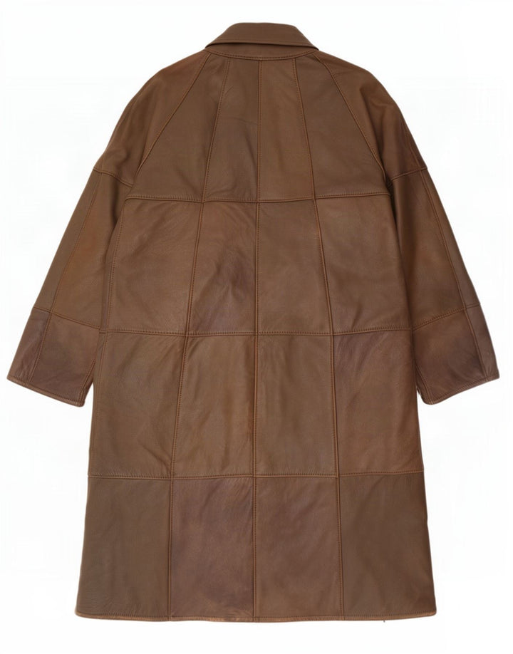 manteau en cuir femme vintage UK 12 Kaki moyen