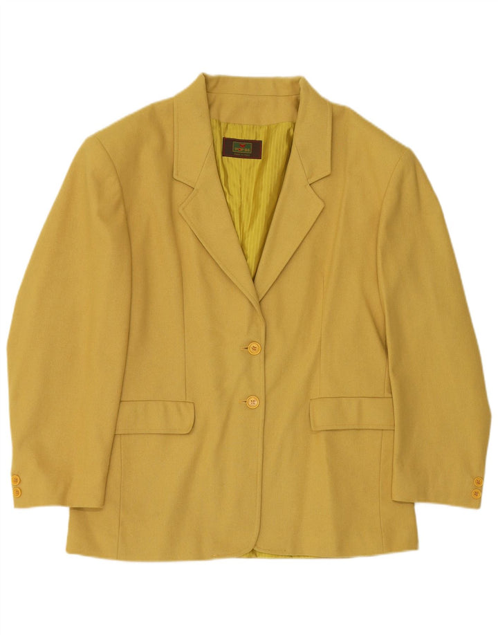 POP 84 Womens 2 Button Blazer Jacket UK 14 Medium Yellow Wool