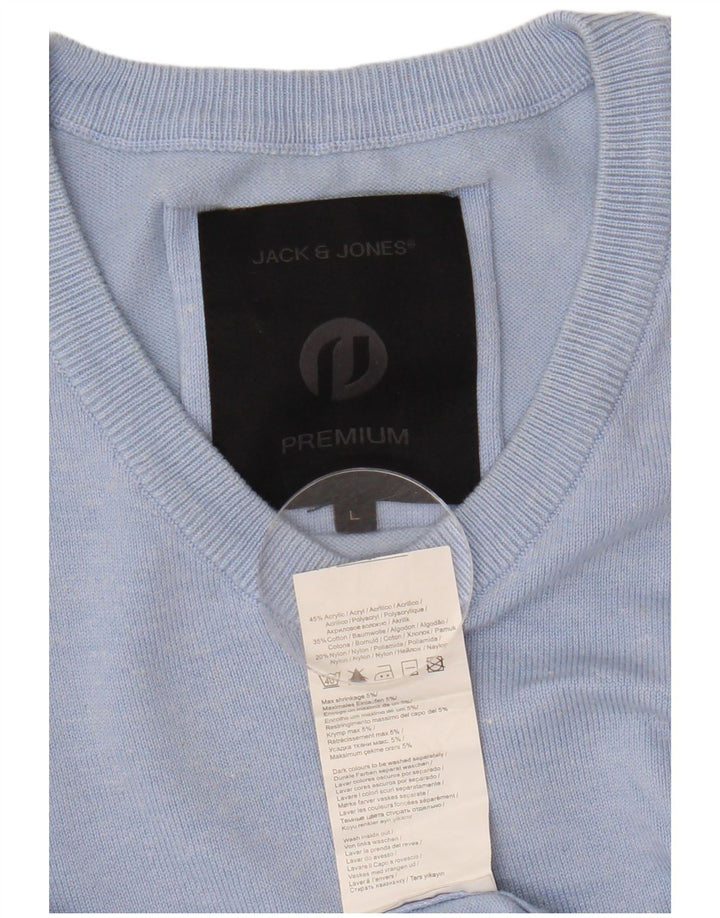 JACK & JONES Pull Col V Homme Large Bleu Acrylique