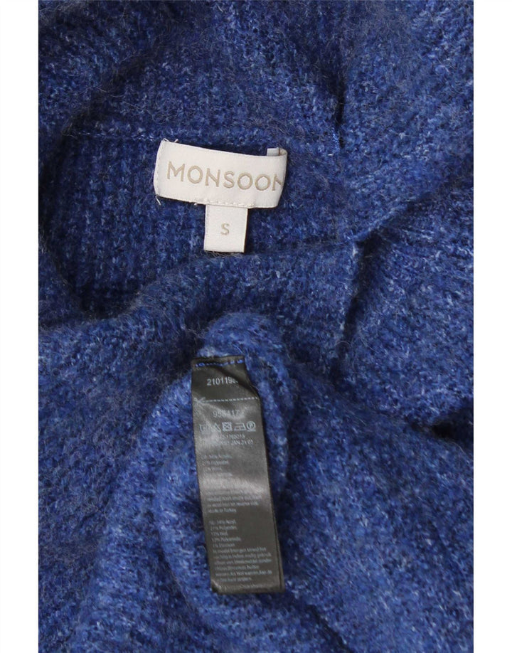 Monsoon Pull col roulé pour femme UK 10 Petit Acrylique Bleu