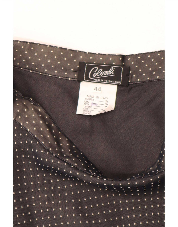 jupe trapèze femme vintage IT 44 Medium W28 Soie tachetée noire