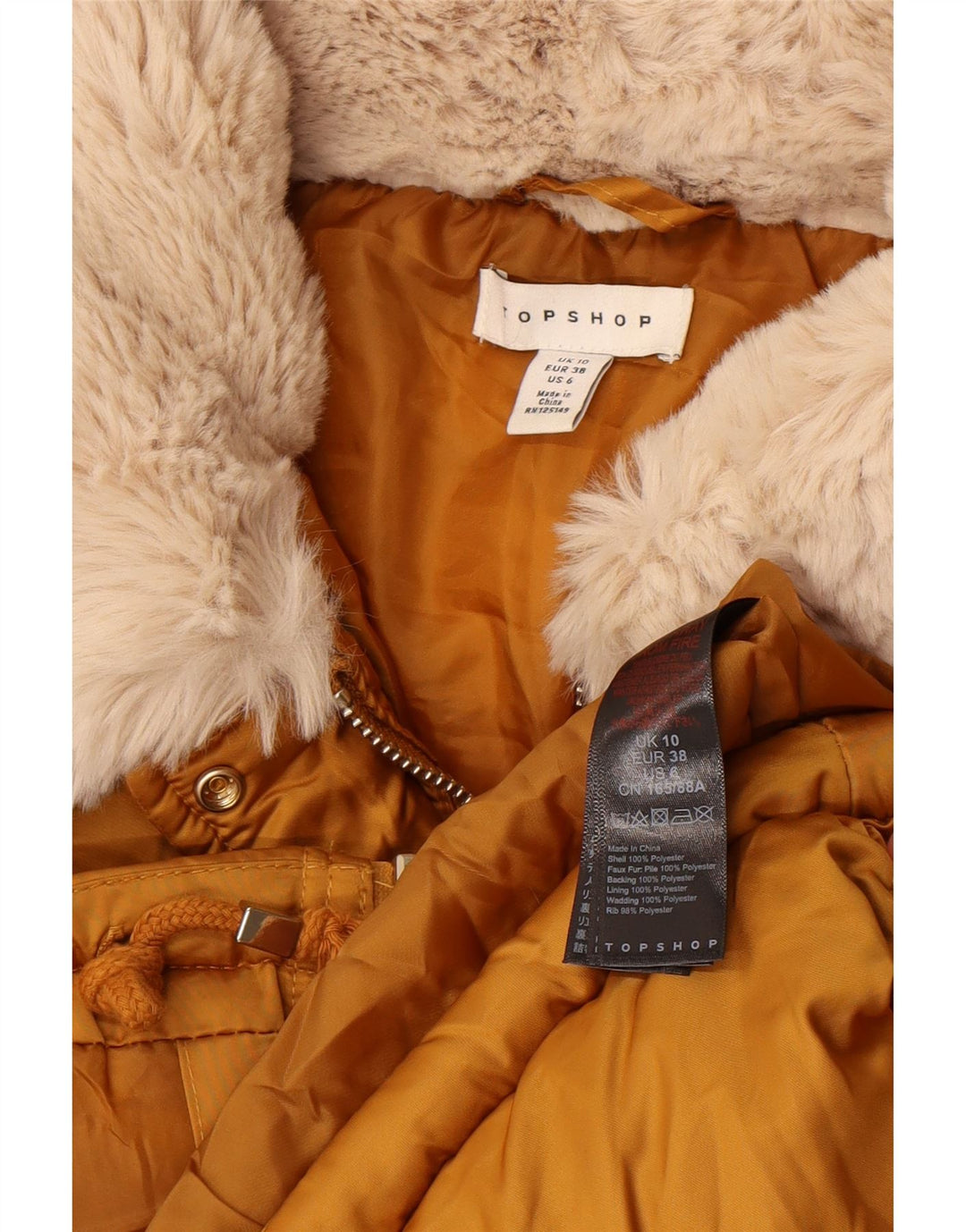 Topshop Veste rembourrée surdimensionnée pour femme UK 10 Petit Jaune Polyester