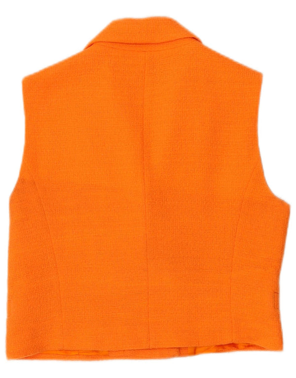 Zara Womens Crop Double Breasted Gilet UK 14 Orange Moyen
