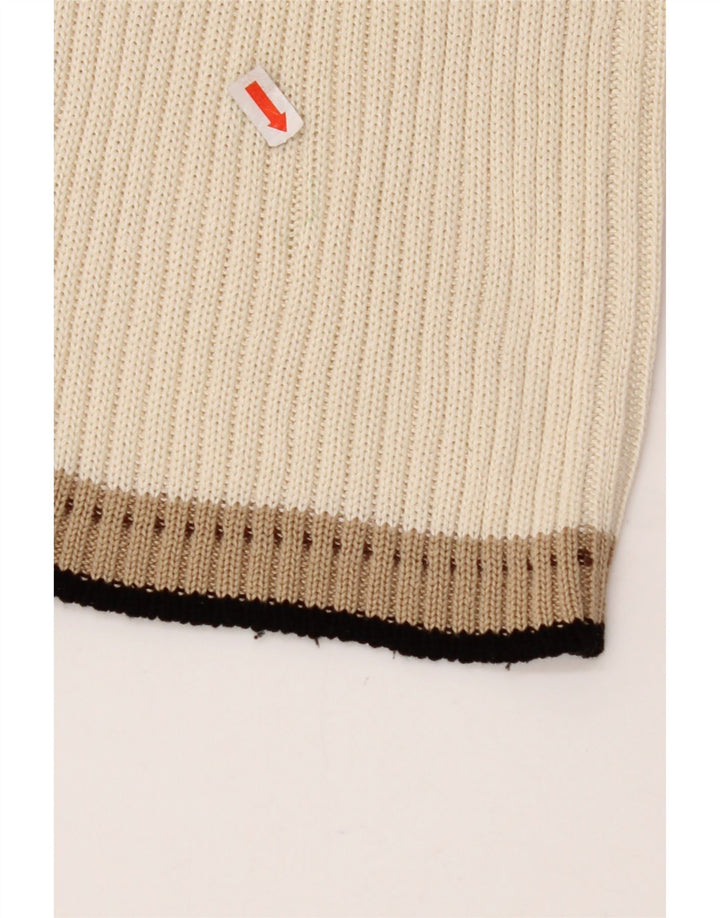 CERRUTI 1881 Pull Cardigan Femme UK 12 Moyen Blanc Cassé Coton