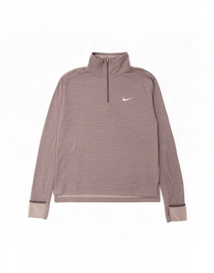 Haut de survêtement Nike Dri Fit Zip Neck pour homme, gris moyen, en polyester