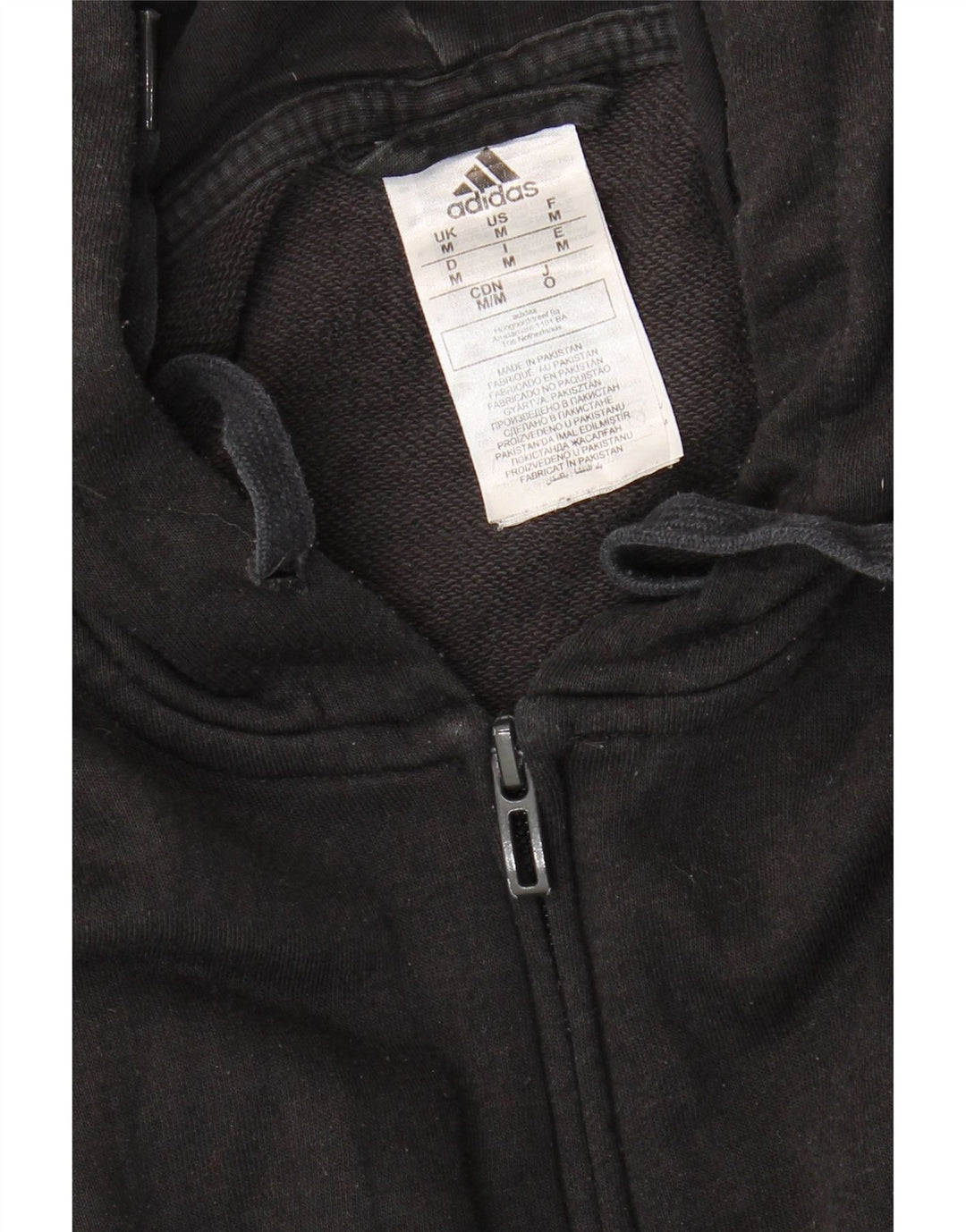 Adidas Pull à capuche zippé pour homme en coton noir moyen