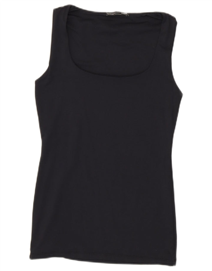 Zara Débardeur sans manches pour femme UK 8 Small Bleu marine