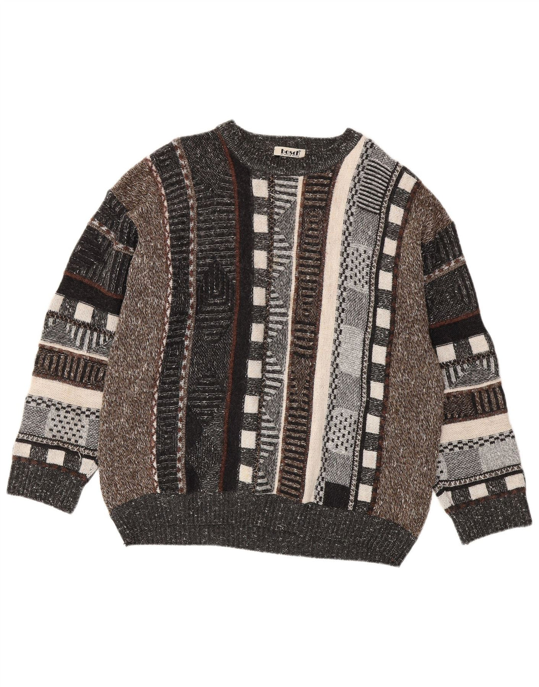 VINTAGE Pull ras du cou pour homme UK 44 XL rayé multicolore