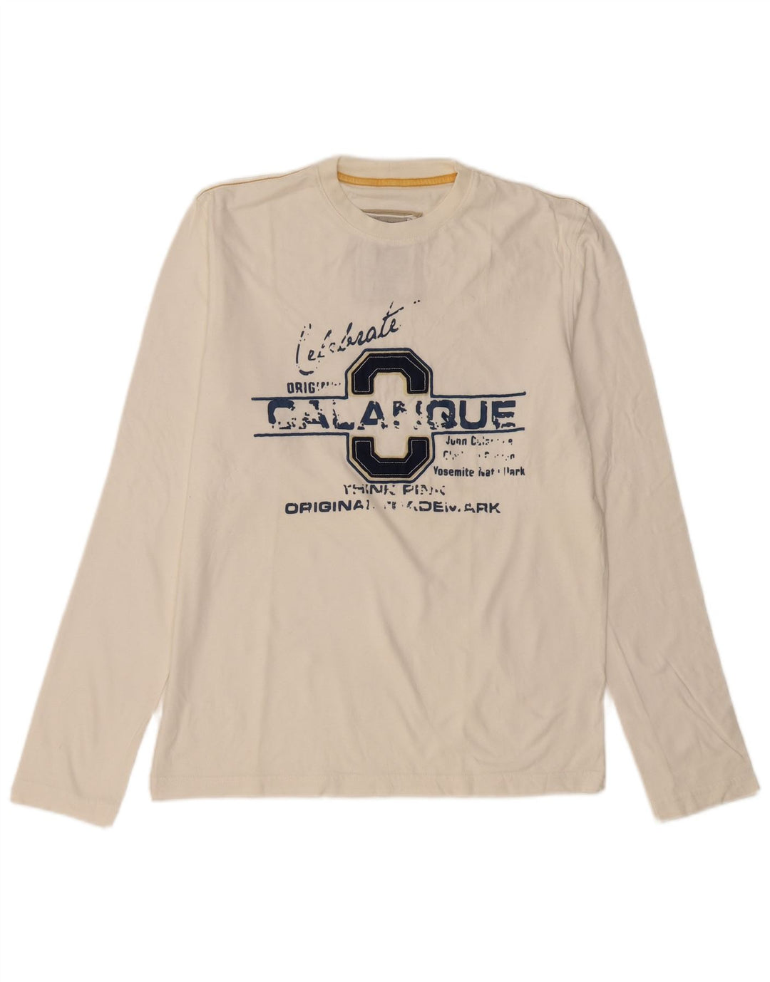 THINK PINK Haut graphique à manches longues XL en coton blanc cassé pour homme